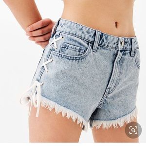 Bershka Lace Up Denim Shorts